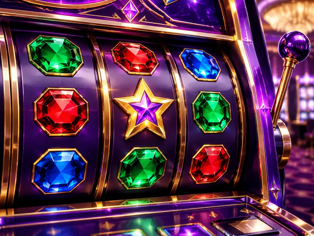 Deretan permata dan simbol bintang dalam suasana mesin slot